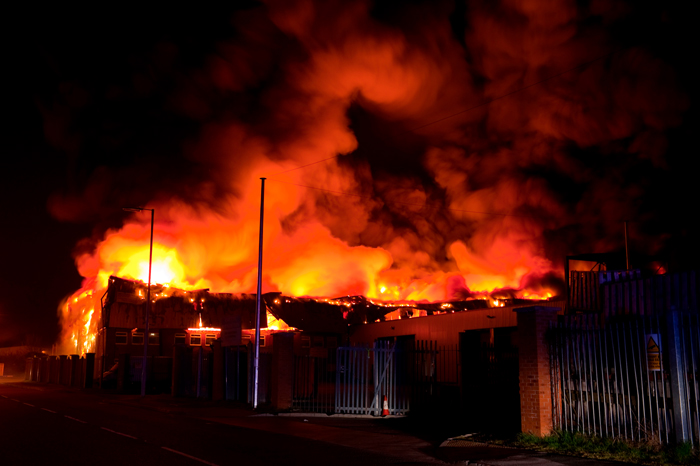 Recycling centre on fire