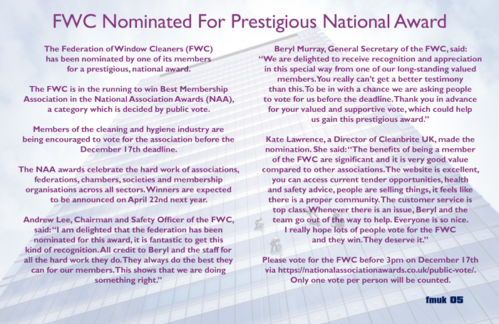 FWC Nominated For Prestigious National Award