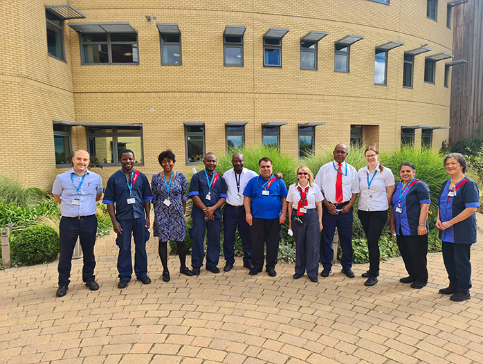 A group photo of Sodexo's award-winning domestic team at Queen's Hospital, Romford