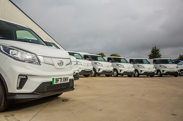 A line up of electric vans