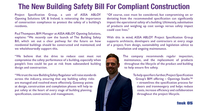 ASSA ABLOY Project Specification Group Supports New Building Safety Bill For Compliant Construction