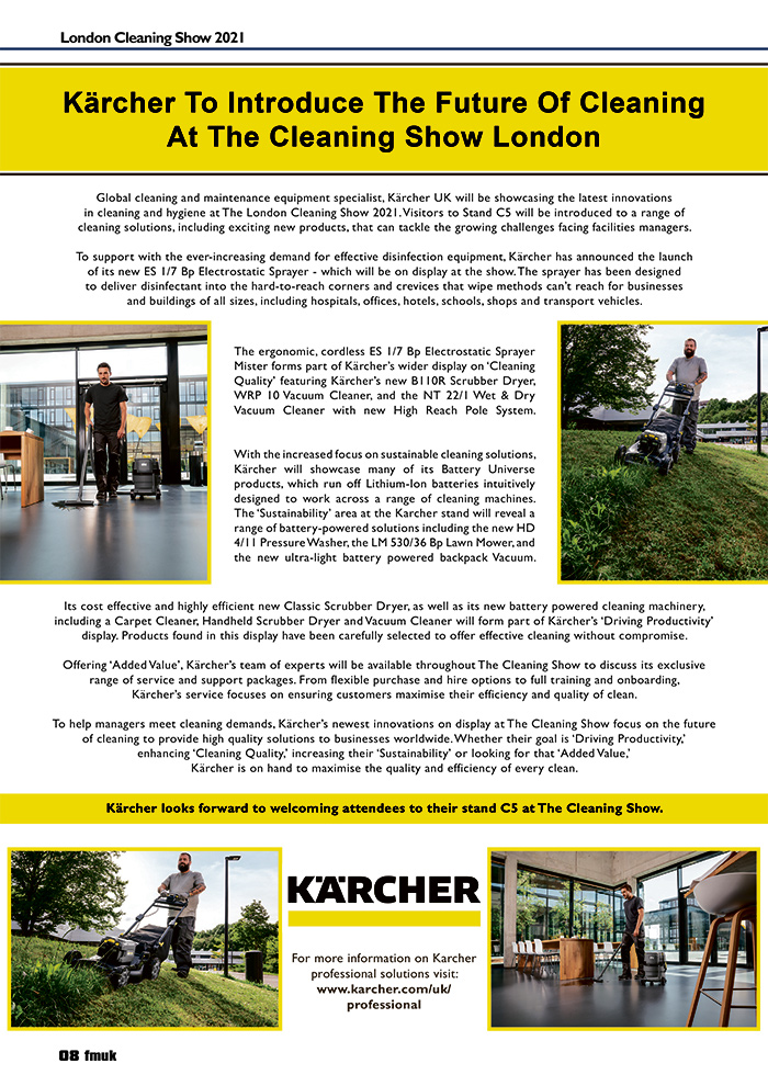 Kärcher UK To Demonstrate The Future Of Cleaning At The Cleaning Show 2021