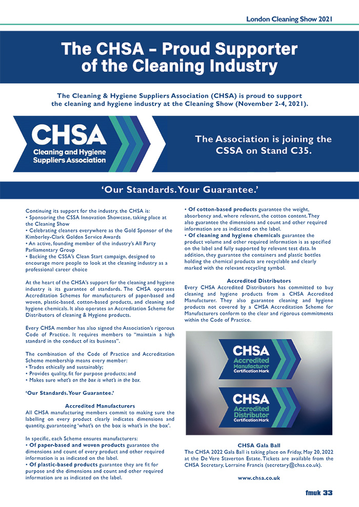 The CHSA – Proud Supporter Of The Cleaning Industry