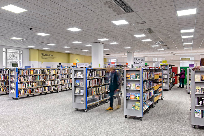 Bath Library with new lighting from Zumtobel and Thorn