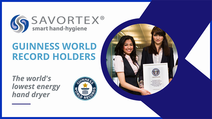 SAVORTEX® Guinness World Record Holders - The world's lowest energy hand dryer