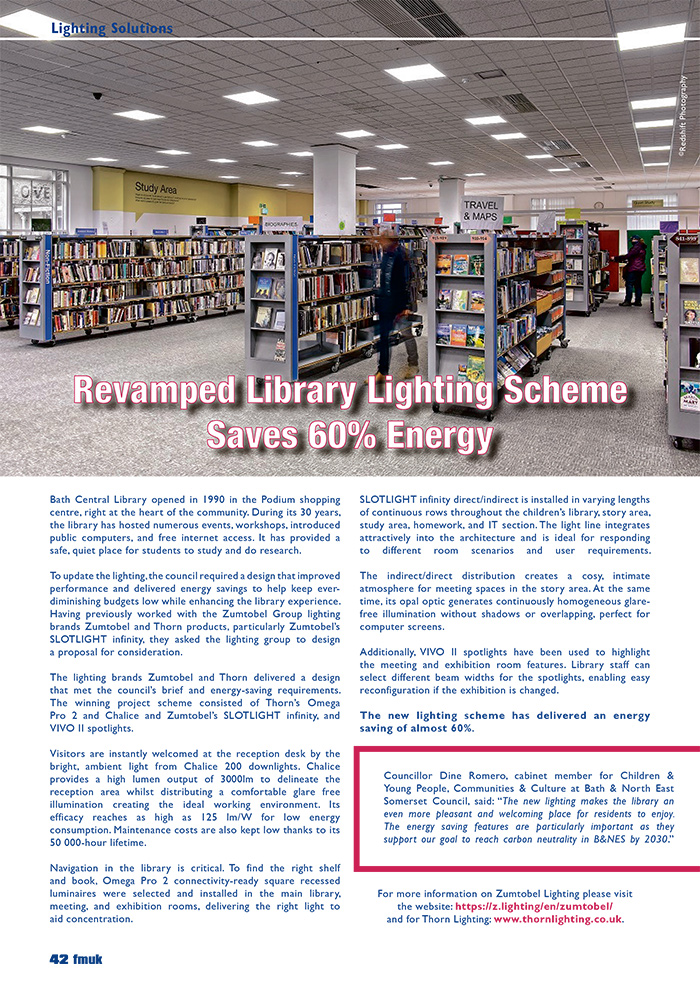 Revamped Library Lighting Scheme Saves 60% Energy