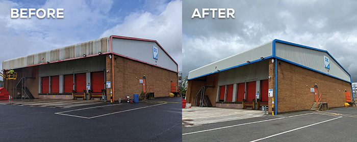 DX building, before and after work by Cladding Coatings