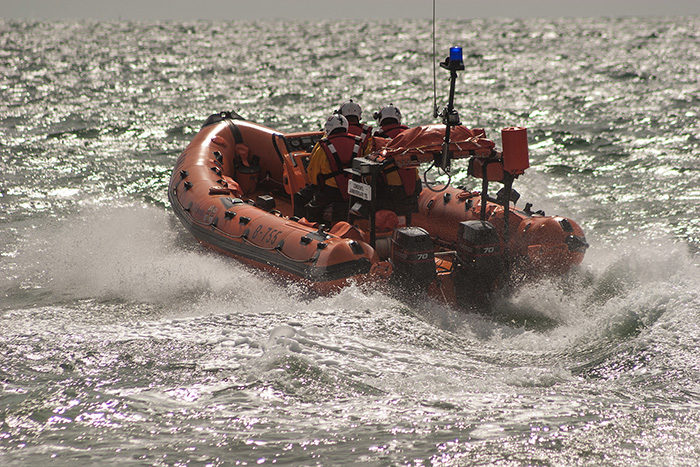 A lifeboat from the Royal National Lifeboat Institution at sea