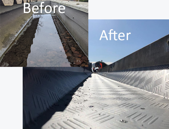 Gutters before and after