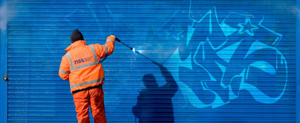Specialist cleaning to remove graffiti