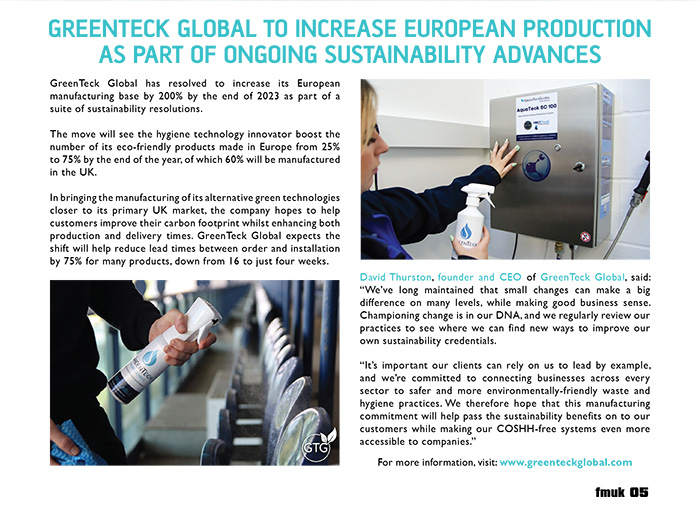 GreenTeck Global To Increase European Production As Part Of Ongoing Sustainability Advances