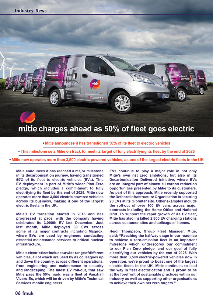 Mitie Charges Ahead As 50% Of Fleet Goes Electric