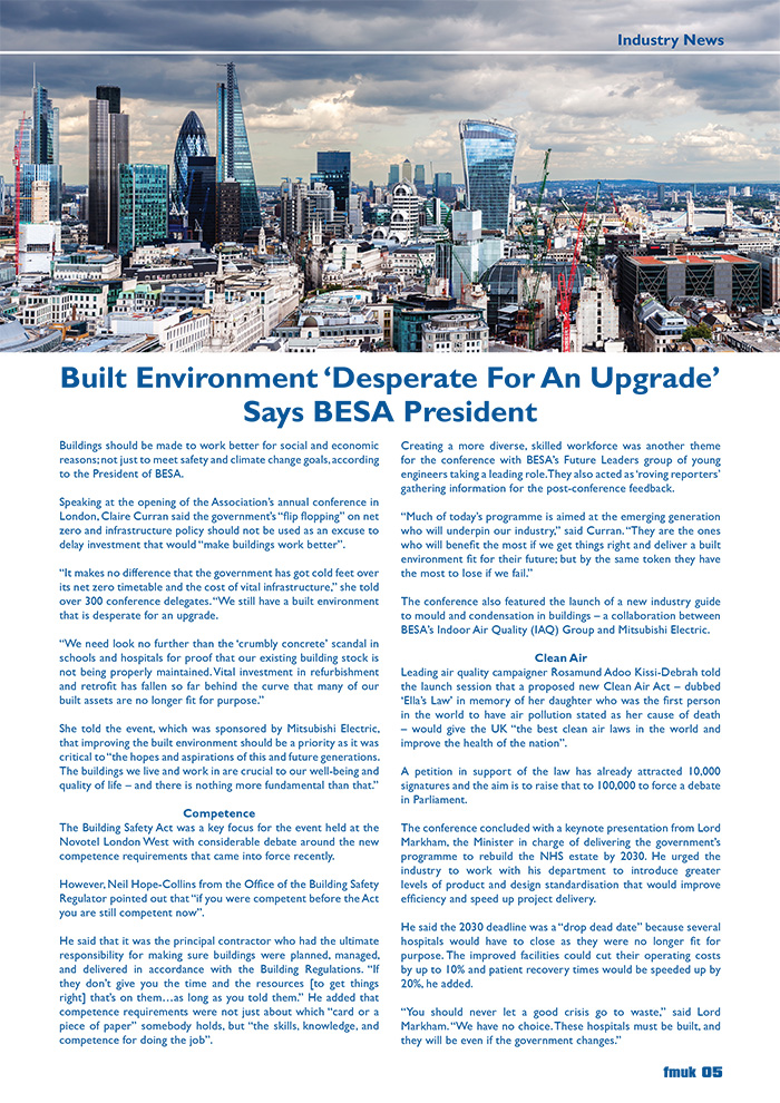 Built Environment ‘Desperate For An Upgrade’ Says BESA President