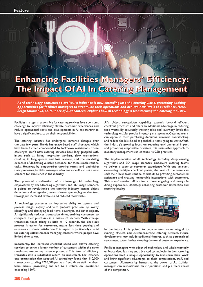 Enhancing Facilities Managers' Efficiency: The Impact Of AI In Catering Management