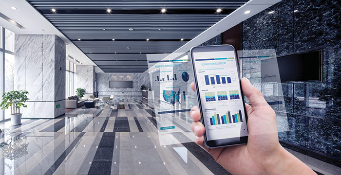smart buildings features being controlled by an app