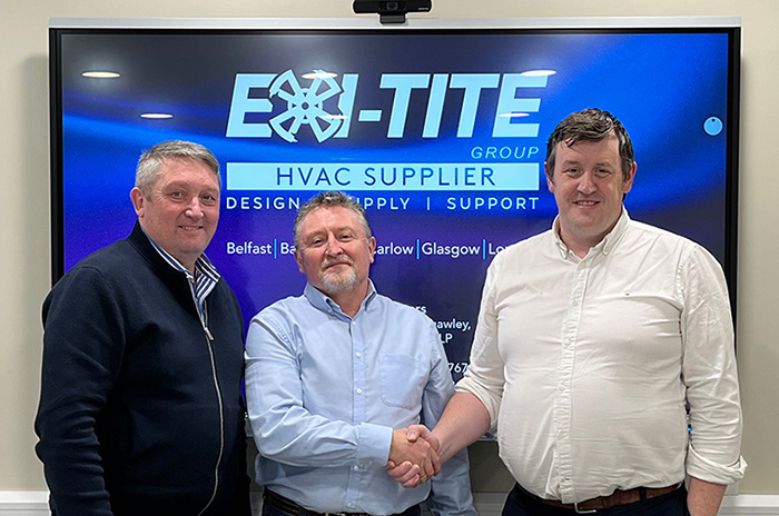 L-R: Exi‑tite Ireland Regional Director Joe Nolan, Technical Applications Manager Andrew Keegan, with Exi‑tite Group Managing Director Andrew Robinson.