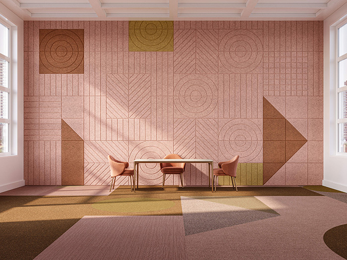 A room with BAUX Acoustic Wood Wool tiles, and Tarkett AirMaster® flooring technology